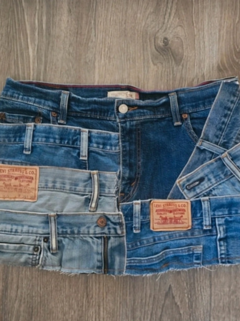 Levi's Patchwork Denim Skirt - Multiple Blue Washes